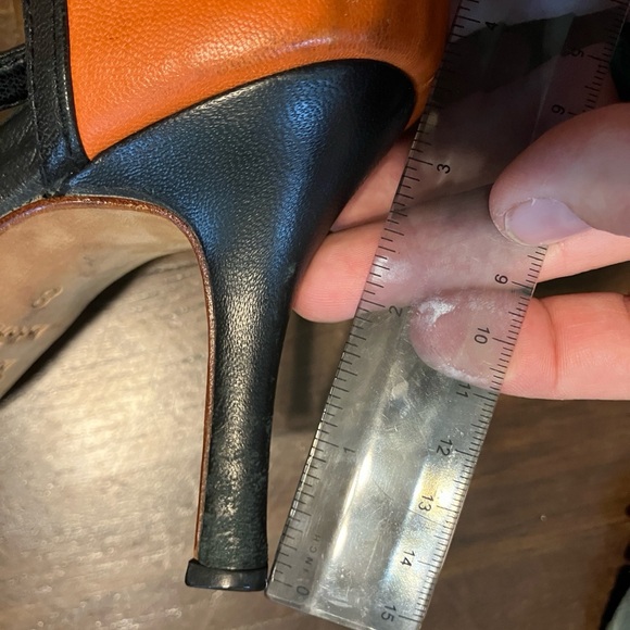 Handmade Leather Orange and Black Tango Heels Size 8 - Picture 9 of 9